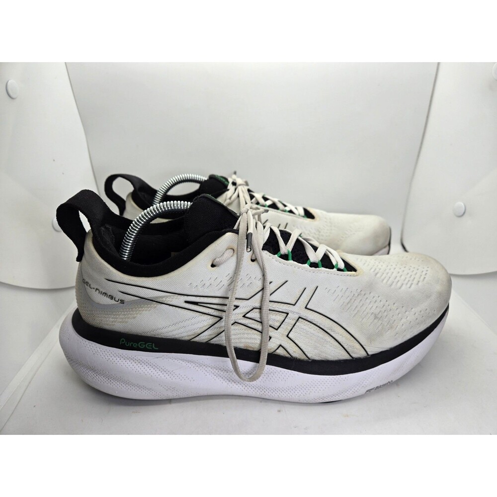 ASICS Gel-Nimbus 25 Shoes Mens 10 White Black Road Running Athletic Gym Sneakers